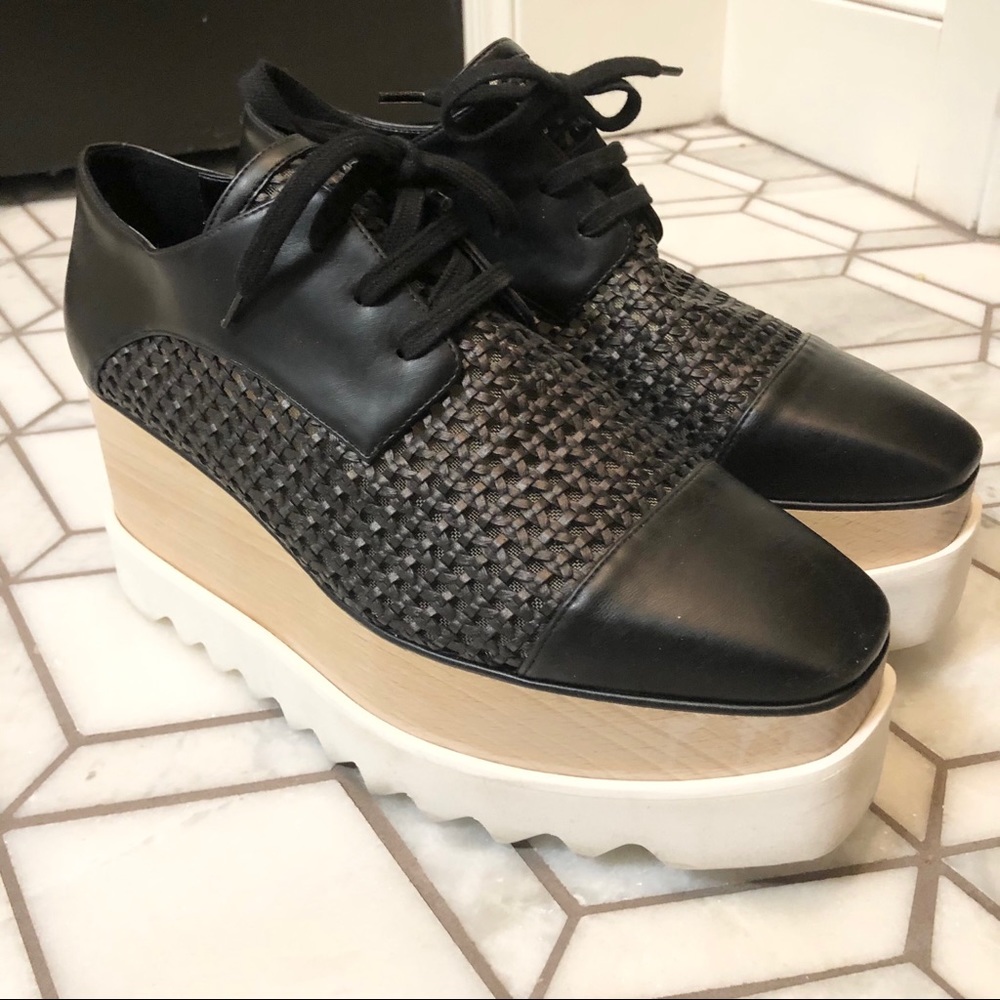 Stella McCartney Elyse Sz 37.5 Black Wicker Canyon